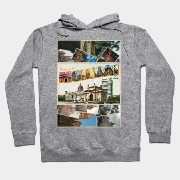 Greetings from Mumbai in India Vintage style retro souvenir Hoodie by DesignerPropo